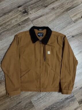 Carhartt Brown Jacket with Black Corduroy Collar